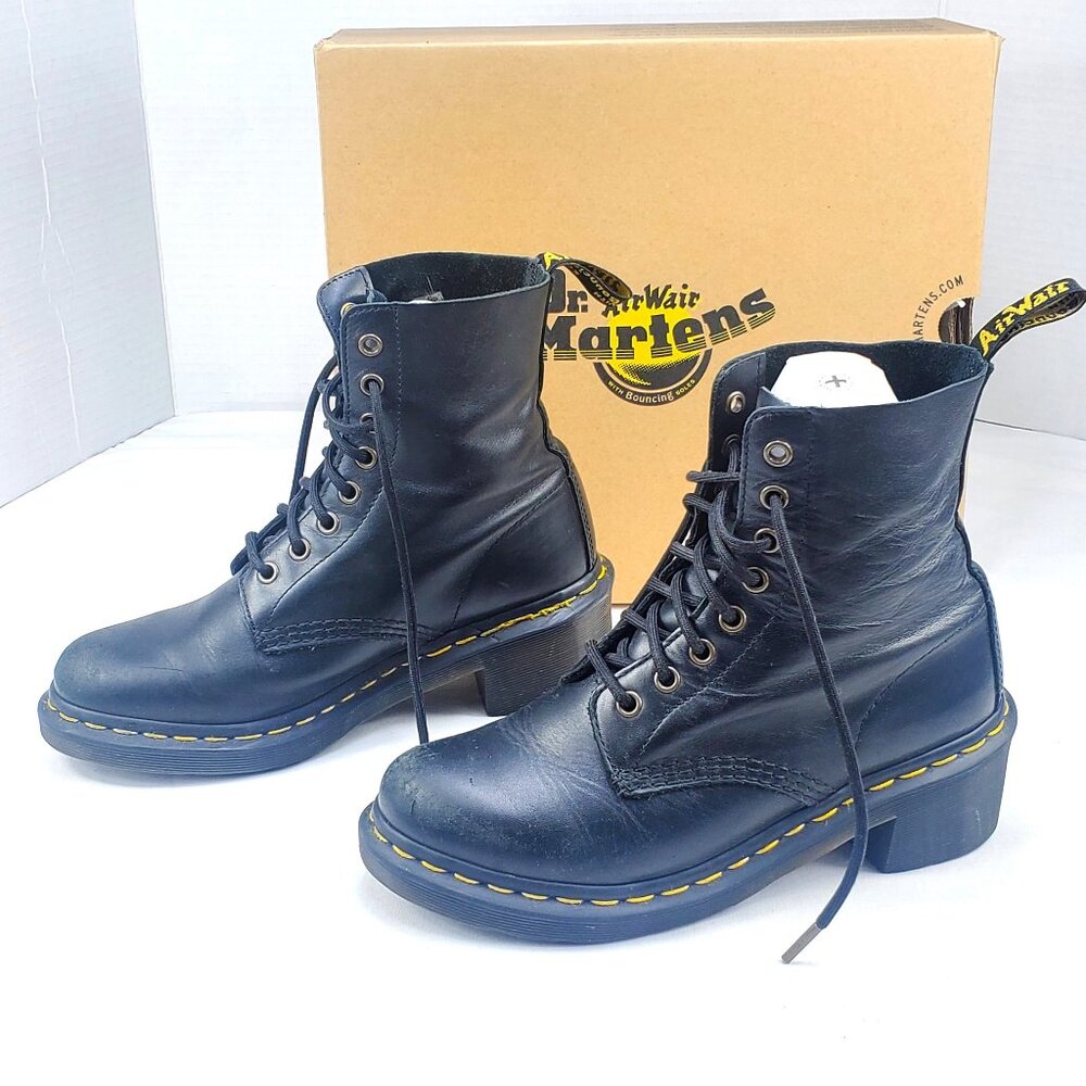 Dr MARTENS BLACK LEATHER BOOTS NON-SLIP 16 EYE BOOTS OIL RESISTANT SOLES